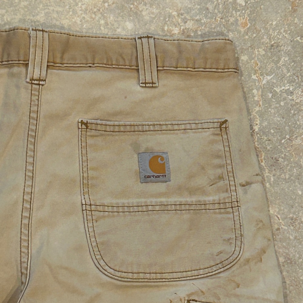 Carhartt Relaxed 10" Rigby Dungaree Short Mens 33 Hickory Brown Distressed Work